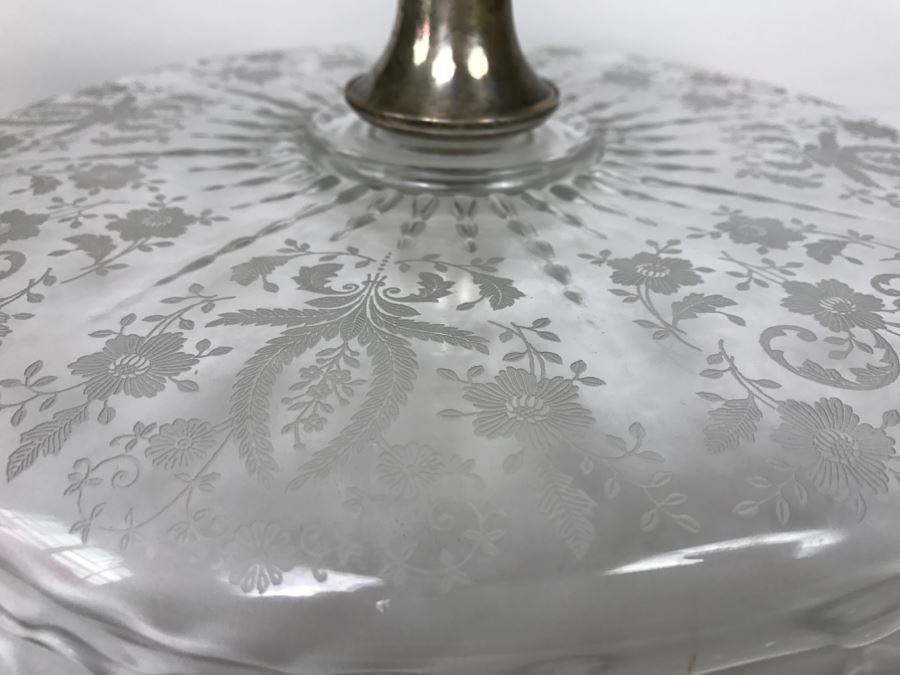 Frank M Whiting Sterling and Etched Glass Cake Stand [Photo 10]