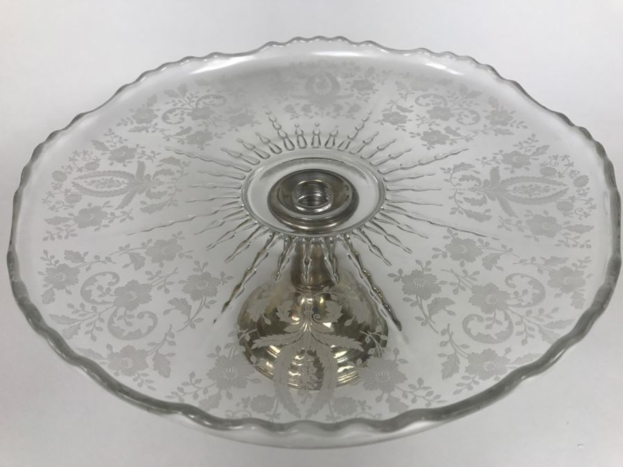 Frank M Whiting Sterling and Etched Glass Cake Stand [Photo 7]
