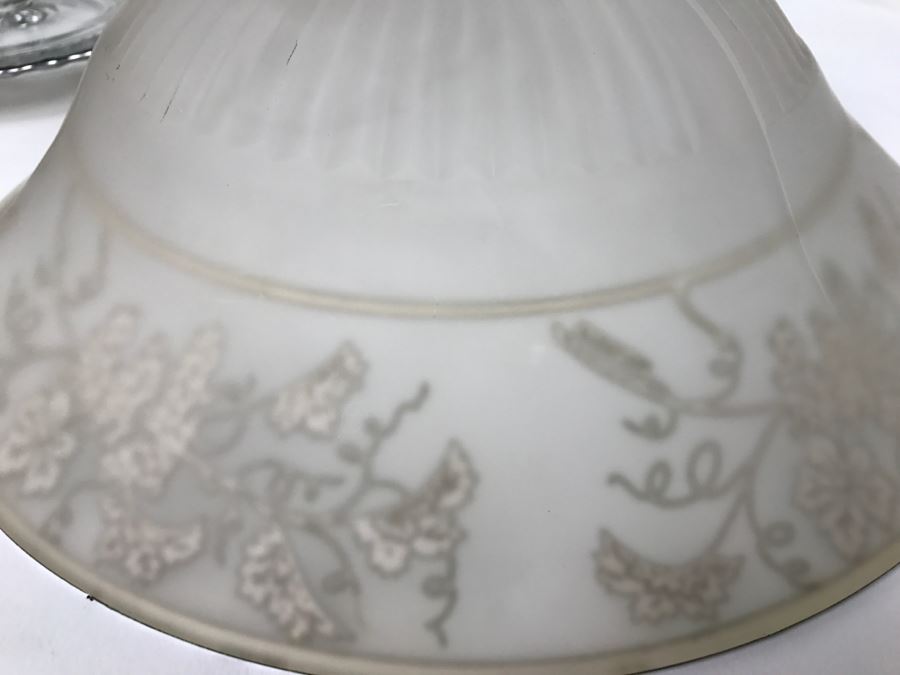 Vintage Frosted Footed Bowl And Plate With Center Handle With Silver Grape Patterns [Photo 11]