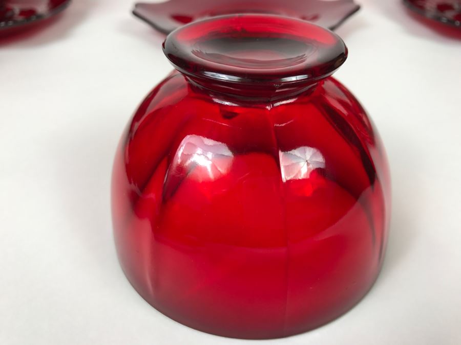 Large Collection Of Ruby Red Cups And Saucers, Serving Trays, Creamer And Sugar Sets And Plates [Photo 17]