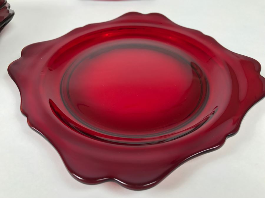 Large Collection Of Ruby Red Cups And Saucers, Serving Trays, Creamer And Sugar Sets And Plates [Photo 20]