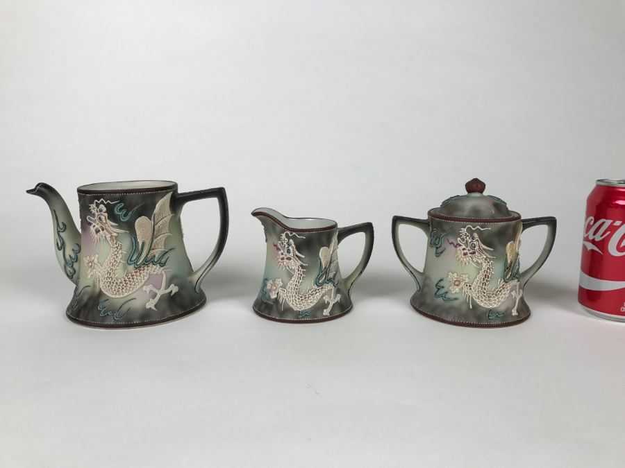 Vintage Hand Painted Nippon Tea Set Moriage Dragonware