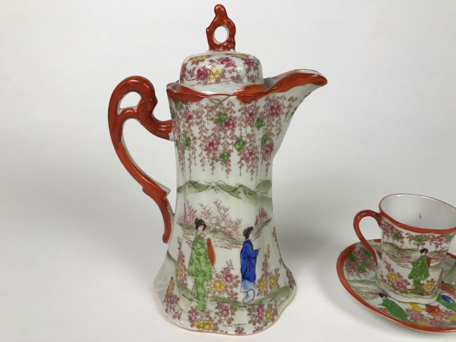 Vintage Japanese Chocolate Pot With Cup And Saucer [Photo 2]