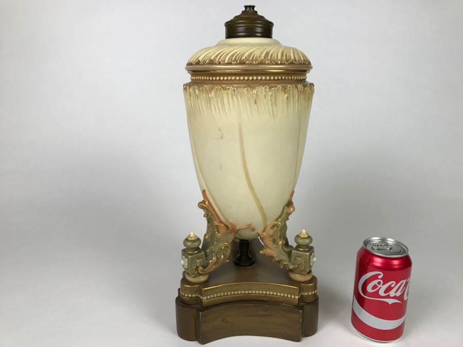 Vintage Royal Worcester Porcelain Vase Converted To Lamp (Not Working)