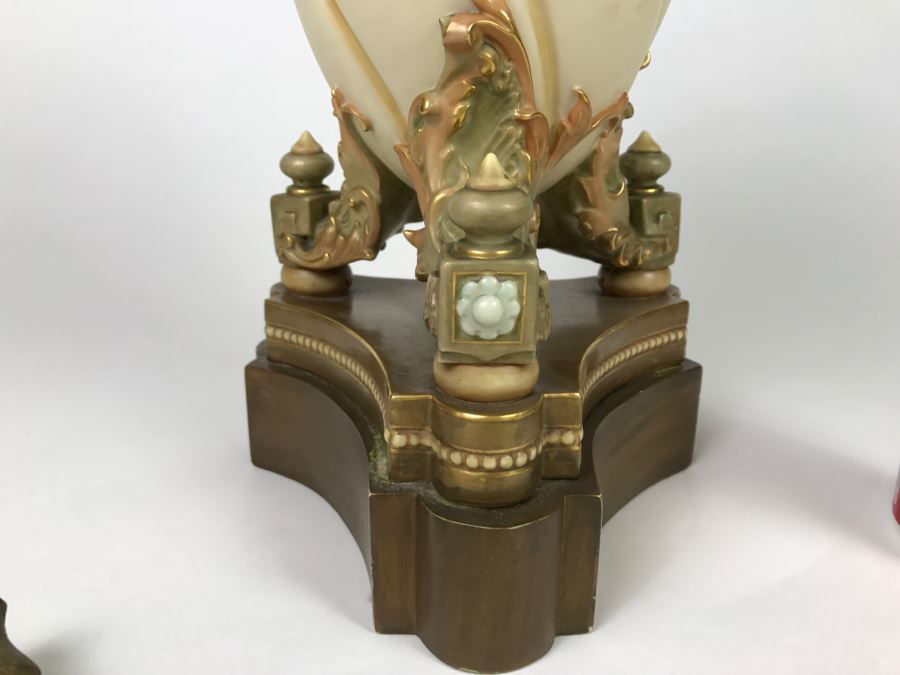 Vintage Royal Worcester Porcelain Vase Converted To Lamp (Not Working) [Photo 7]