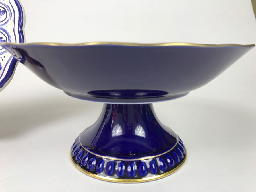 Bareuther Waldsassen German Footed Bowl, Royal Copenhagen Oval Bowl And Sevilla Fluted Hand Painted Plate [Photo 9]