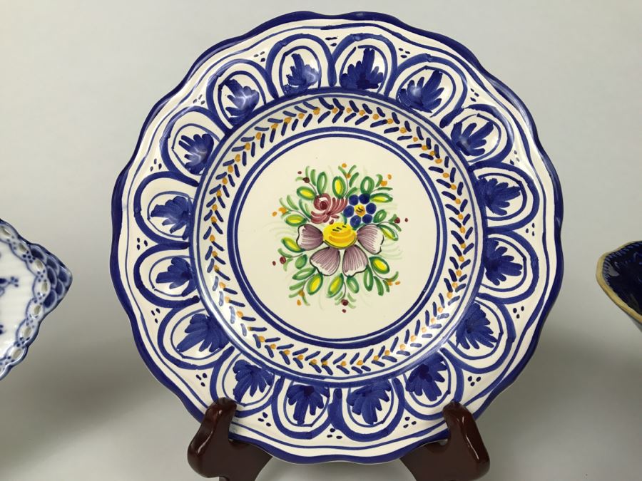 Bareuther Waldsassen German Footed Bowl, Royal Copenhagen Oval Bowl And Sevilla Fluted Hand Painted Plate [Photo 2]