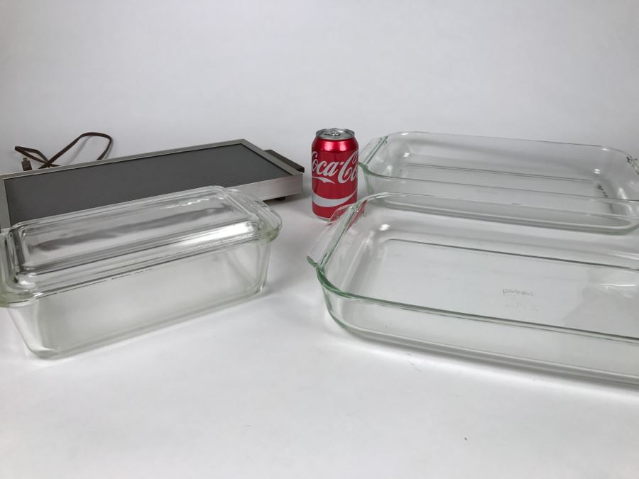 Pyrex Glass Baking Dishes And Heating Plate
