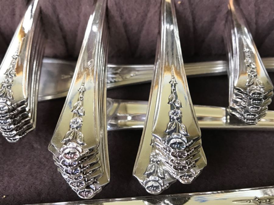 Large Set Of Holmes & Edwards Silverplate Flatware Sets In Wooden Silverware Storage Boxes [Photo 3]