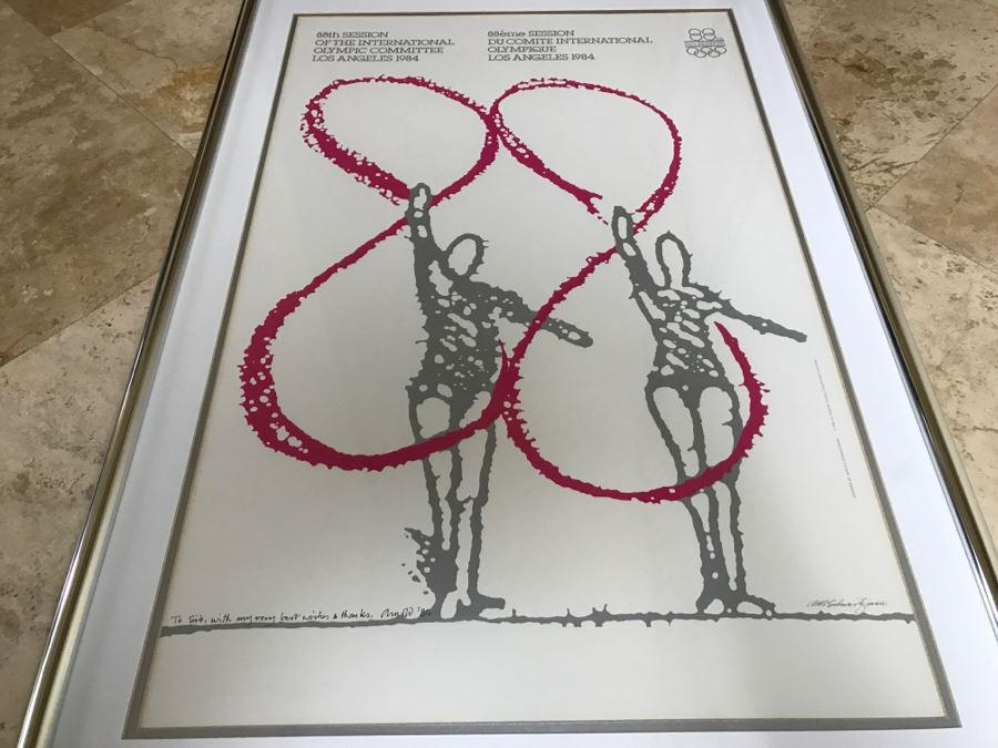 Hand Signed Arnold Schwartzman Poster From 1984 Olympics Personalized To Client In Frame [Photo 12]