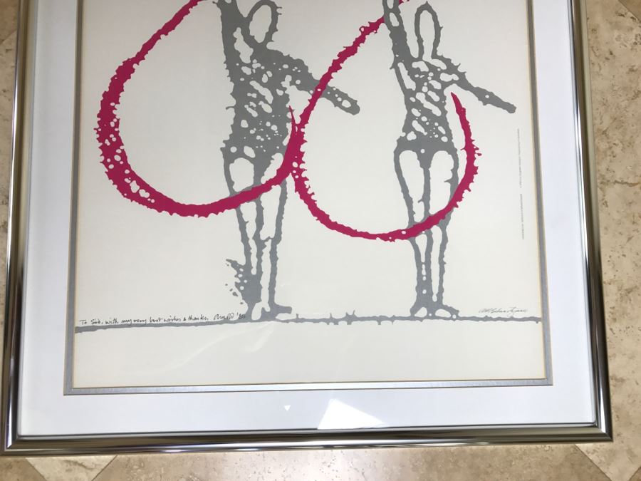 Hand Signed Arnold Schwartzman Poster From 1984 Olympics Personalized To Client In Frame [Photo 6]