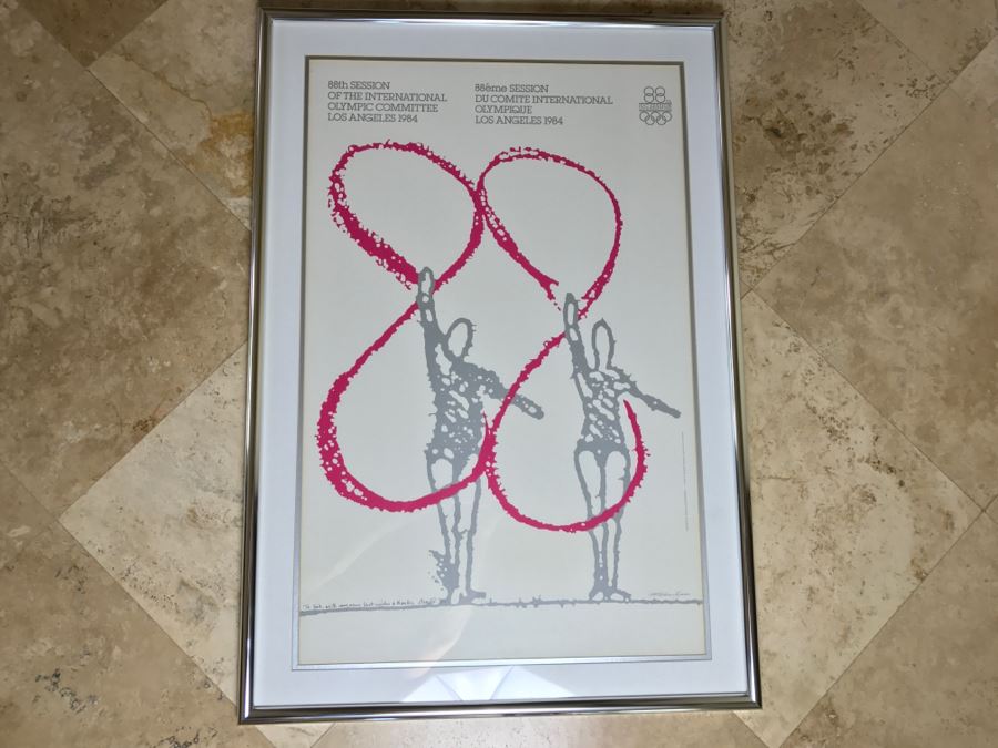 Hand Signed Arnold Schwartzman Poster From 1984 Olympics Personalized To Client In Frame [Photo 3]