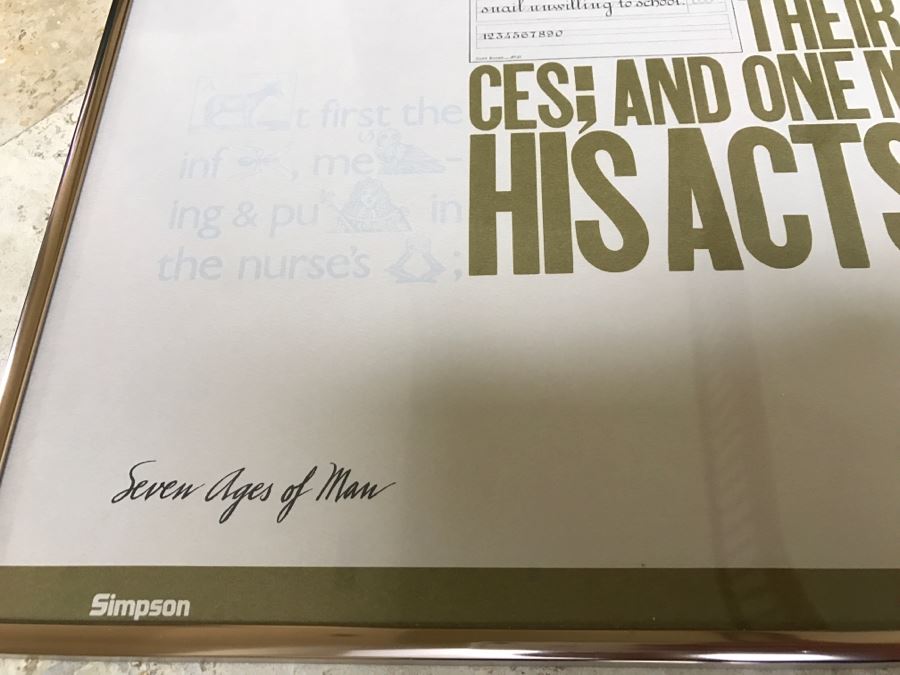 Hand Signed Arnold Schwartzman Poster Titled 'Seven Ages Of Man' Personalized To Client In Frame [Photo 5]