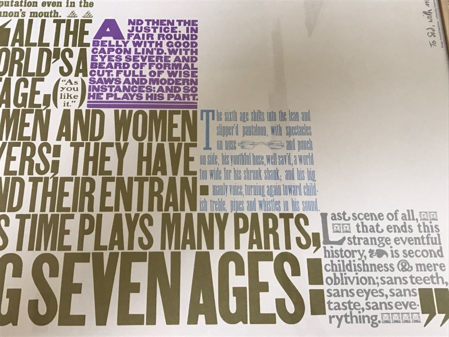 Hand Signed Arnold Schwartzman Poster Titled 'Seven Ages Of Man' Personalized To Client In Frame [Photo 11]