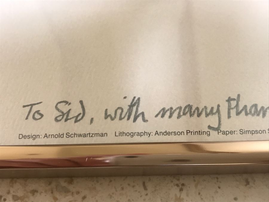 Hand Signed Arnold Schwartzman Poster Titled 'Seven Ages Of Man' Personalized To Client In Frame [Photo 12]