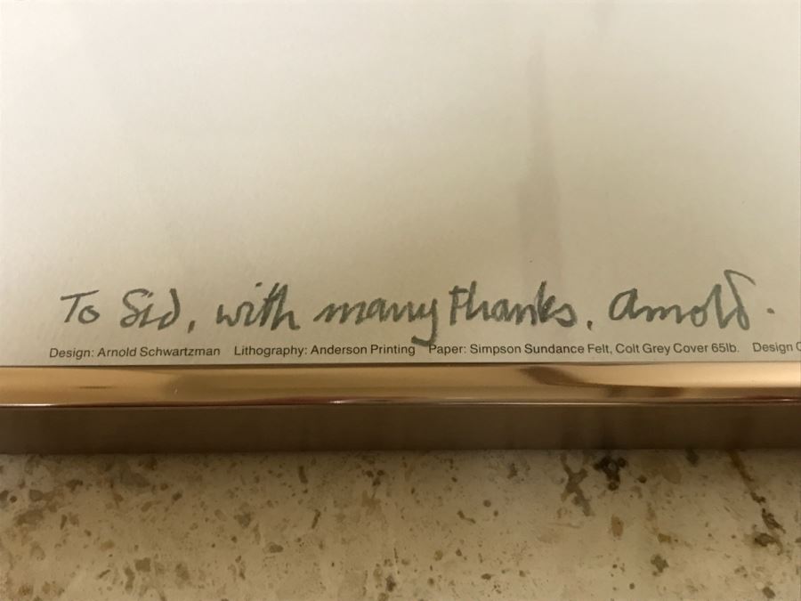 Hand Signed Arnold Schwartzman Poster Titled 'Seven Ages Of Man' Personalized To Client In Frame [Photo 2]