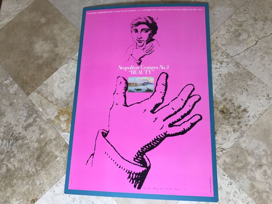 Hand Signed Arnold Schwartzman Poster Neapolitan Gestures No. 3 'BEAUTY' Personalized To Client In Frame