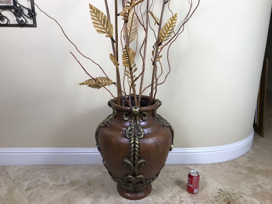 Large Vase With Artificial Plants   20061 D48c 