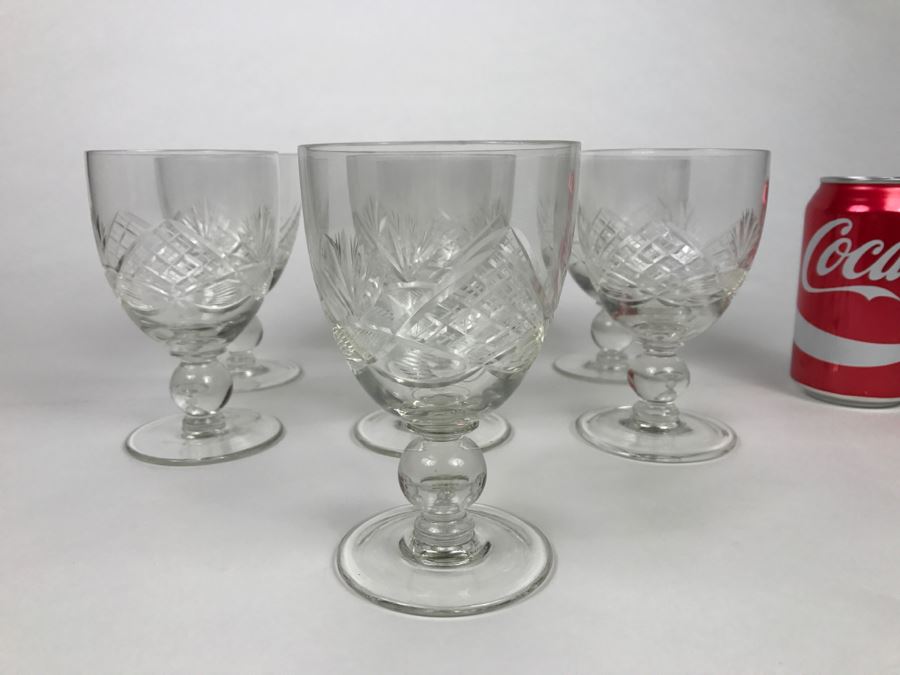 Set Of 7 Cut Crystal Water Goblets