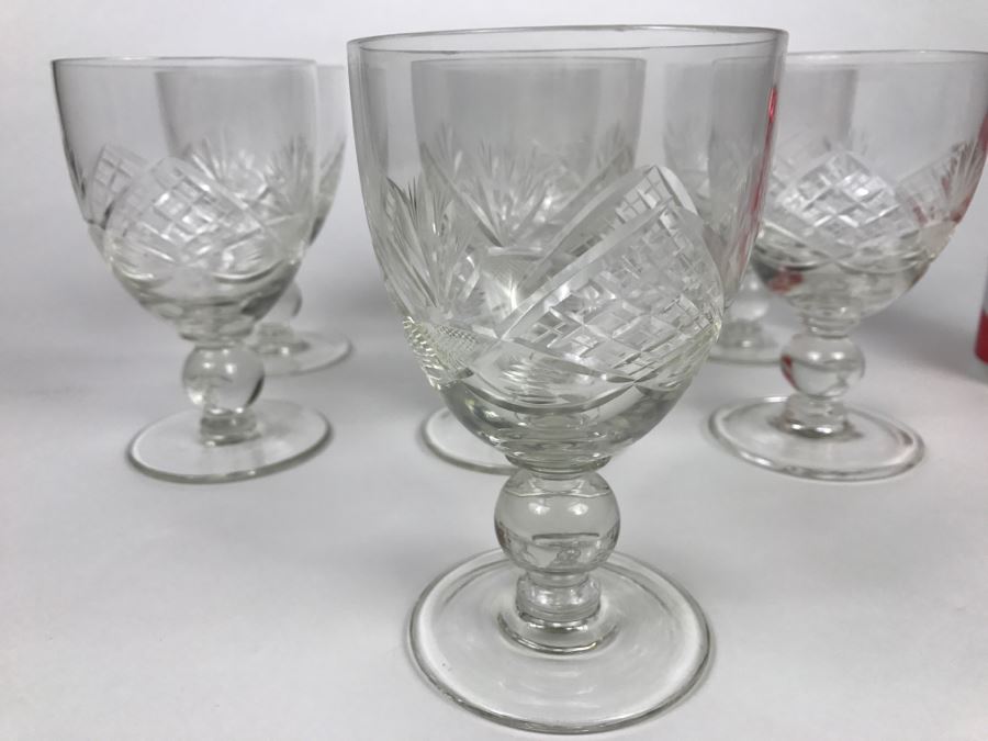 Set Of 7 Cut Crystal Water Goblets [Photo 2]