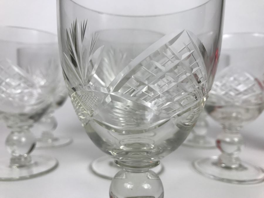 Set Of 7 Cut Crystal Water Goblets [Photo 3]