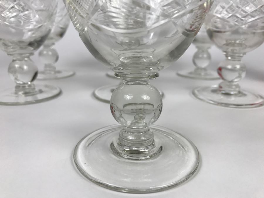 Set Of 7 Cut Crystal Water Goblets [Photo 4]