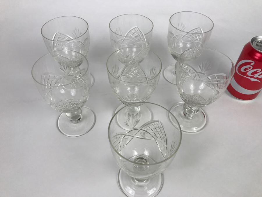 Set Of 7 Cut Crystal Water Goblets [Photo 6]