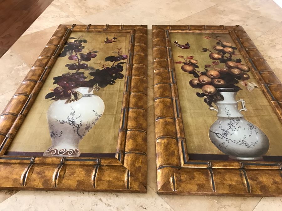 Pair Of Decorative Hollywood Regency Style Prints In Gilt Frames [Photo 7]