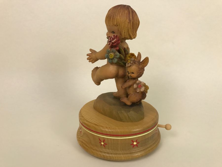Vintage Genuine Wood Carving By ANRI Italy Music Box The Happy Wanderer Reuge Working [Photo 6]