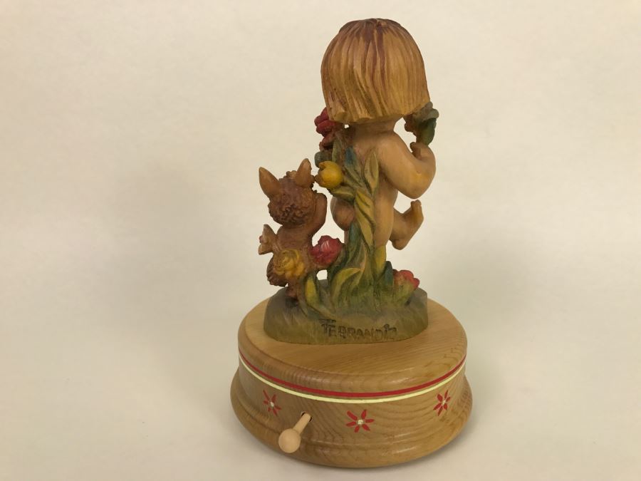 Vintage Genuine Wood Carving By ANRI Italy Music Box The Happy Wanderer Reuge Working [Photo 7]