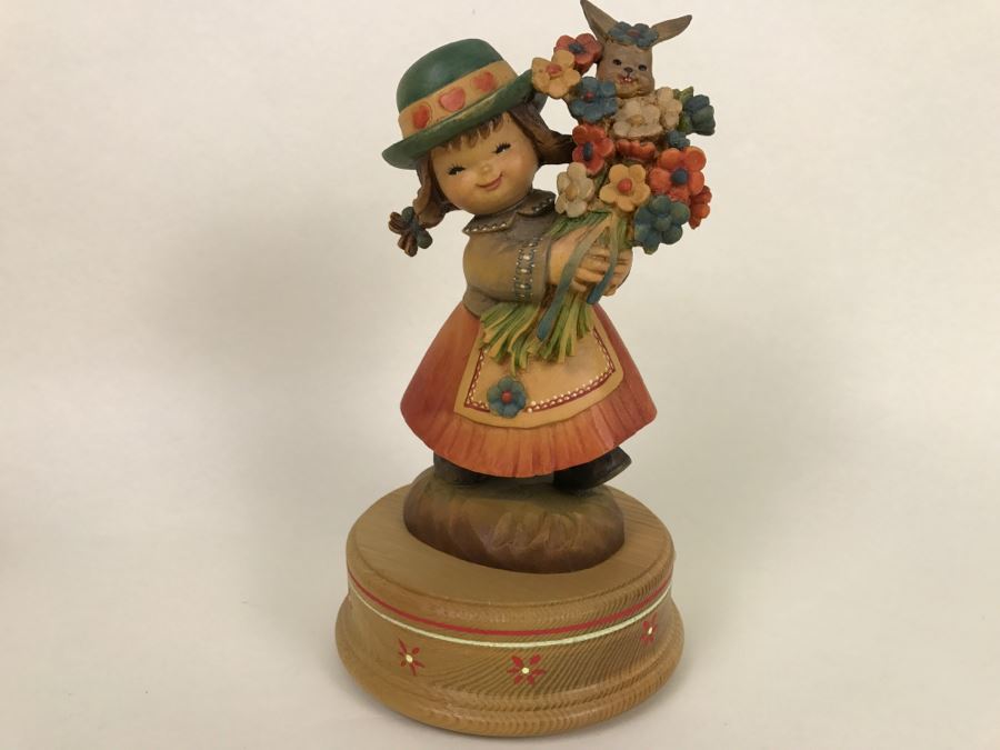 Vintage Anri Reuge Ferrandiz 'Flower Girl - Colour My World' Music Box [Photo 4]