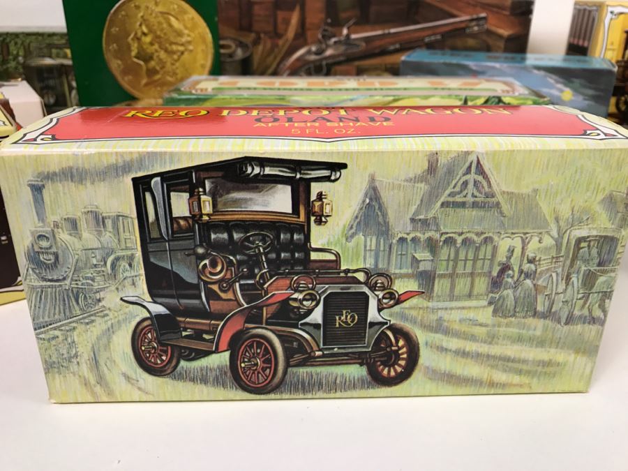 (13) Collection Of Vintage Avon Cologne Glass Bottles In Original Boxes - Mainly Cars [Photo 3]