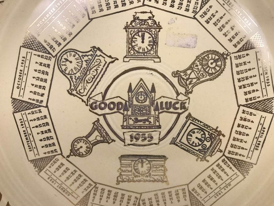 Vintage 1955 Genuine Fiesta Ware Good Luck Calendar Plate [Photo 3]