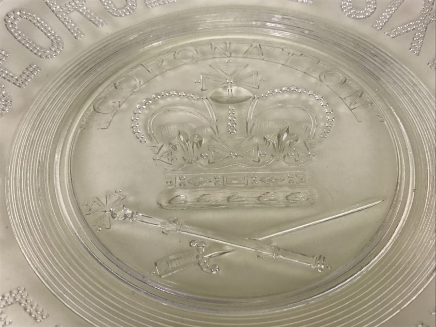 Vintage 1937 George The Sixth Elizabeth Glass Coronation Plate