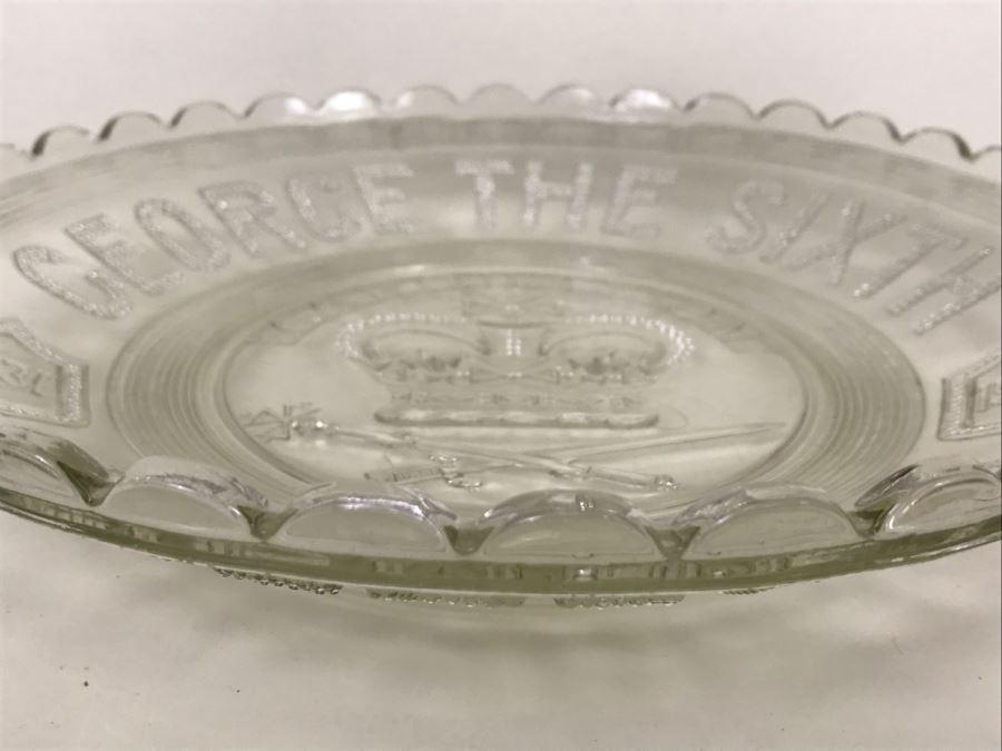 Vintage 1937 George The Sixth Elizabeth Glass Coronation Plate [Photo 7]