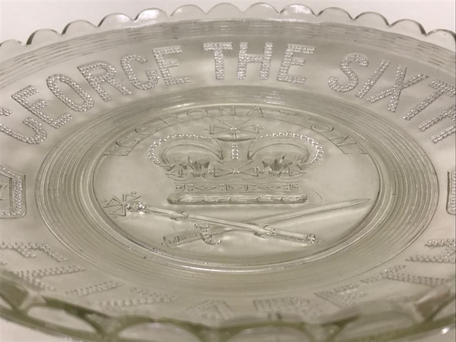 Vintage 1937 George The Sixth Elizabeth Glass Coronation Plate [Photo 6]