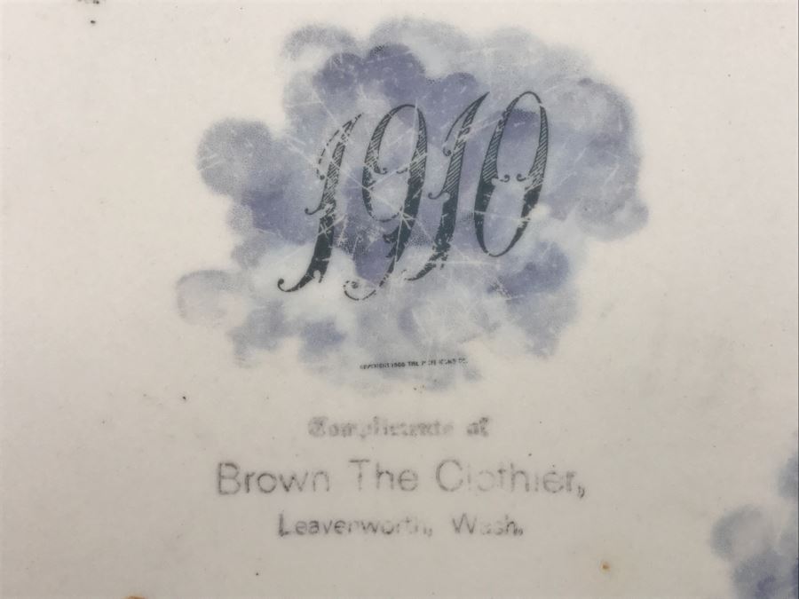Vintage 1910 Advertising Calendar Plate With Cherubs Brown The Clothier Leavenworth, Wash Pope Gosser China [Photo 3]