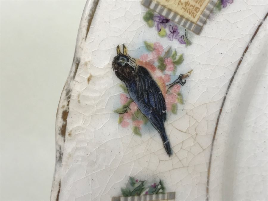 Vintage 1918 Advertising Calendar Plate With U.S. Flag And Birds D.E. McNicol [Photo 12]