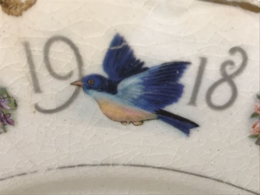 Vintage 1918 Advertising Calendar Plate With U.S. Flag And Birds D.E. McNicol [Photo 5]