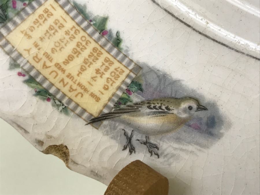 Vintage 1918 Advertising Calendar Plate With U.S. Flag And Birds D.E. McNicol [Photo 11]