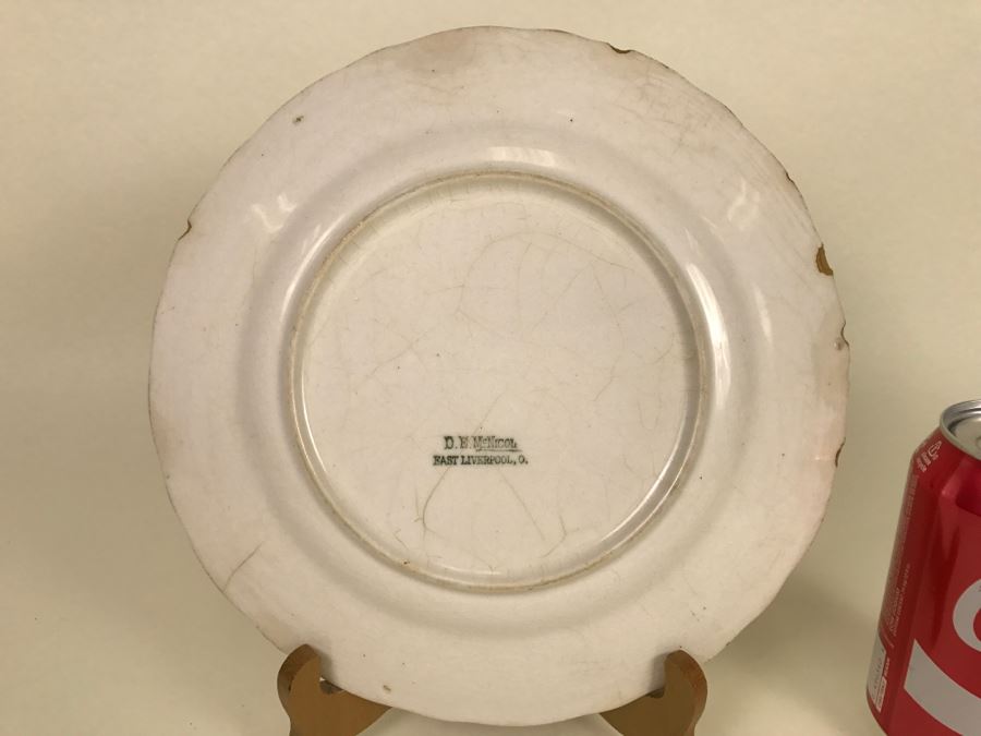 Vintage 1918 Advertising Calendar Plate With U.S. Flag And Birds D.E. McNicol [Photo 13]