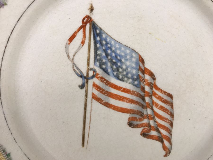 Vintage 1918 Advertising Calendar Plate With U.S. Flag And Birds D.E. McNicol [Photo 2]