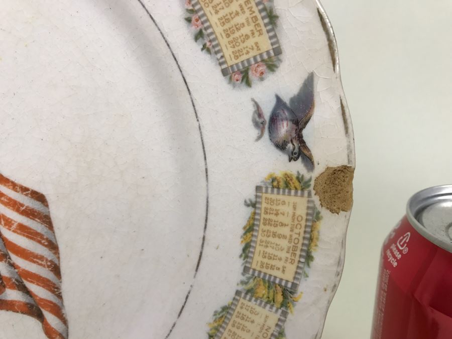 Vintage 1918 Advertising Calendar Plate With U.S. Flag And Birds D.E. McNicol [Photo 7]