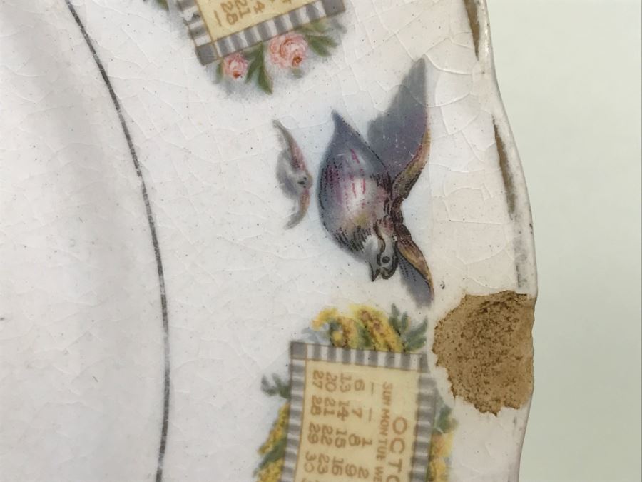 Vintage 1918 Advertising Calendar Plate With U.S. Flag And Birds D.E. McNicol [Photo 8]