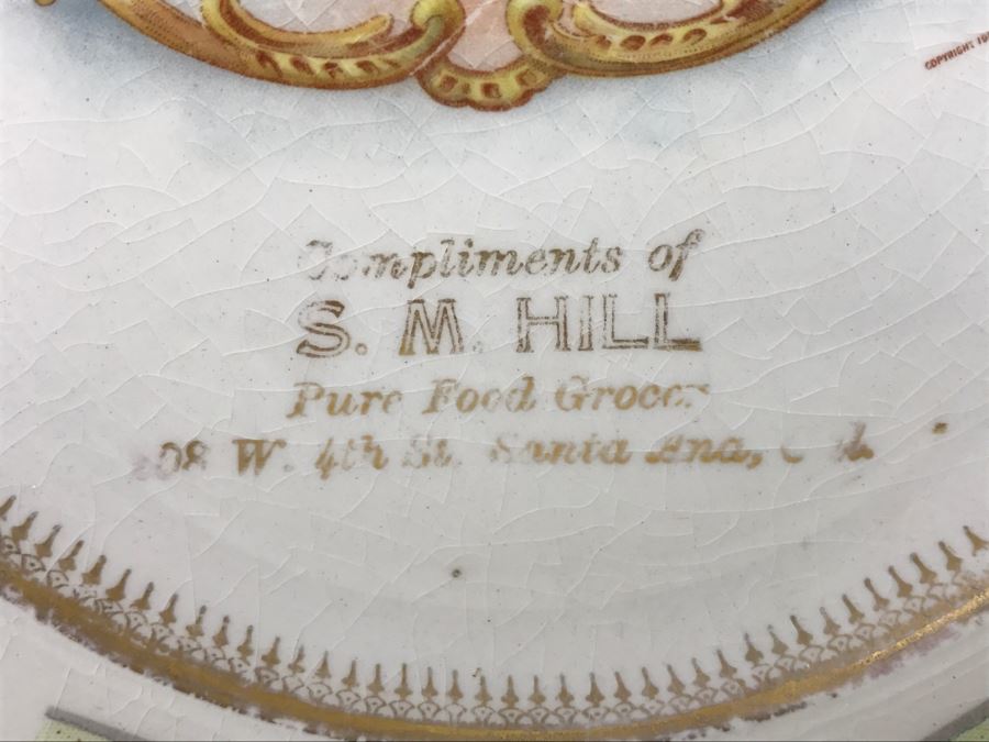 Vintage 1910 Advertising Calendar Plate S. M. Hill Pure Food Grocery Santa Ana, CA  [Photo 5]