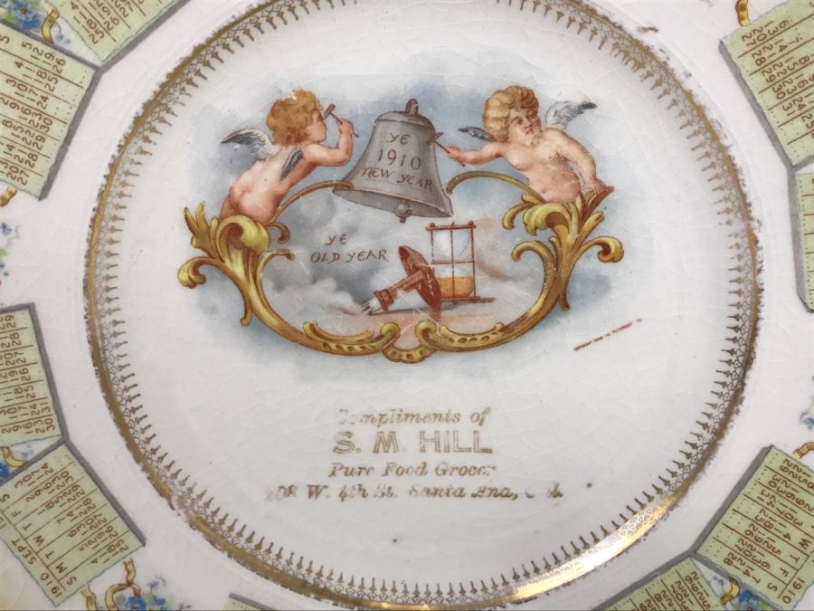 Vintage 1910 Advertising Calendar Plate S. M. Hill Pure Food Grocery Santa Ana, CA  [Photo 3]