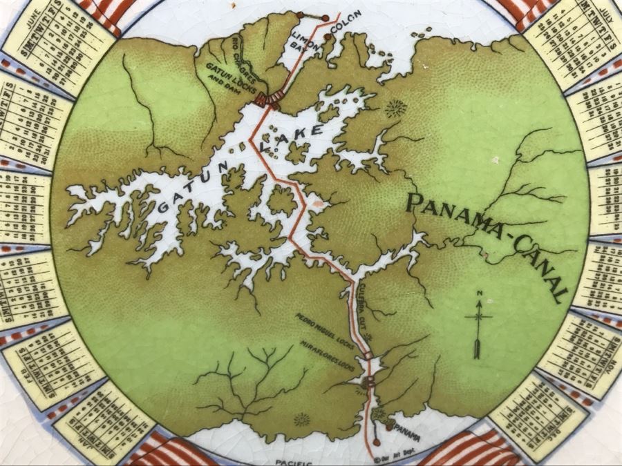 Vintage 1915 Advertising Calendar Plate Panama Canal D. E. McNicol Pottery Co East Liverpool, OH [Photo 4]