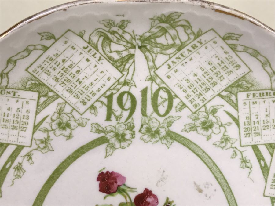 Vintage 1910 Advertising Calendar Plate With Rose Fred Hewelt & Co Grocers Chicago, Ill [Photo 3]