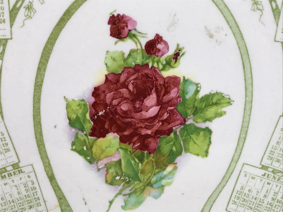 Vintage 1910 Advertising Calendar Plate With Rose Fred Hewelt & Co Grocers Chicago, Ill [Photo 4]