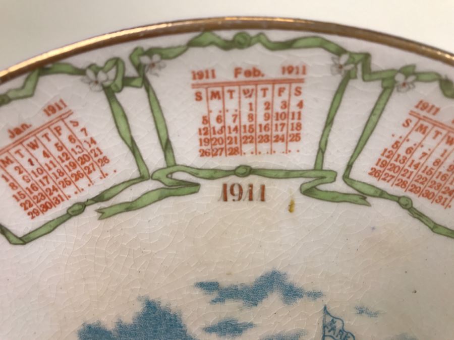 Vintage 1911 Advertising Calendar Plate The Ark House Furnishing Co Riverside, CA Dresden China [Photo 4]